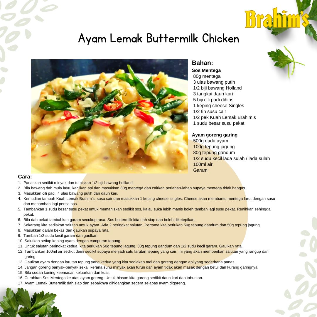 ayam lemak buttermilk resipi