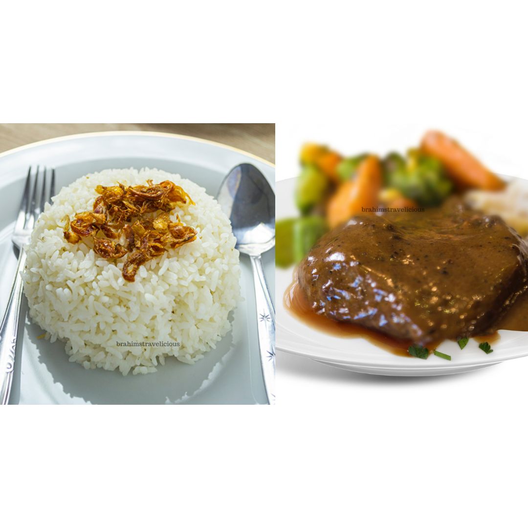 Nasi Putih & Daging Masak Lada Hitam