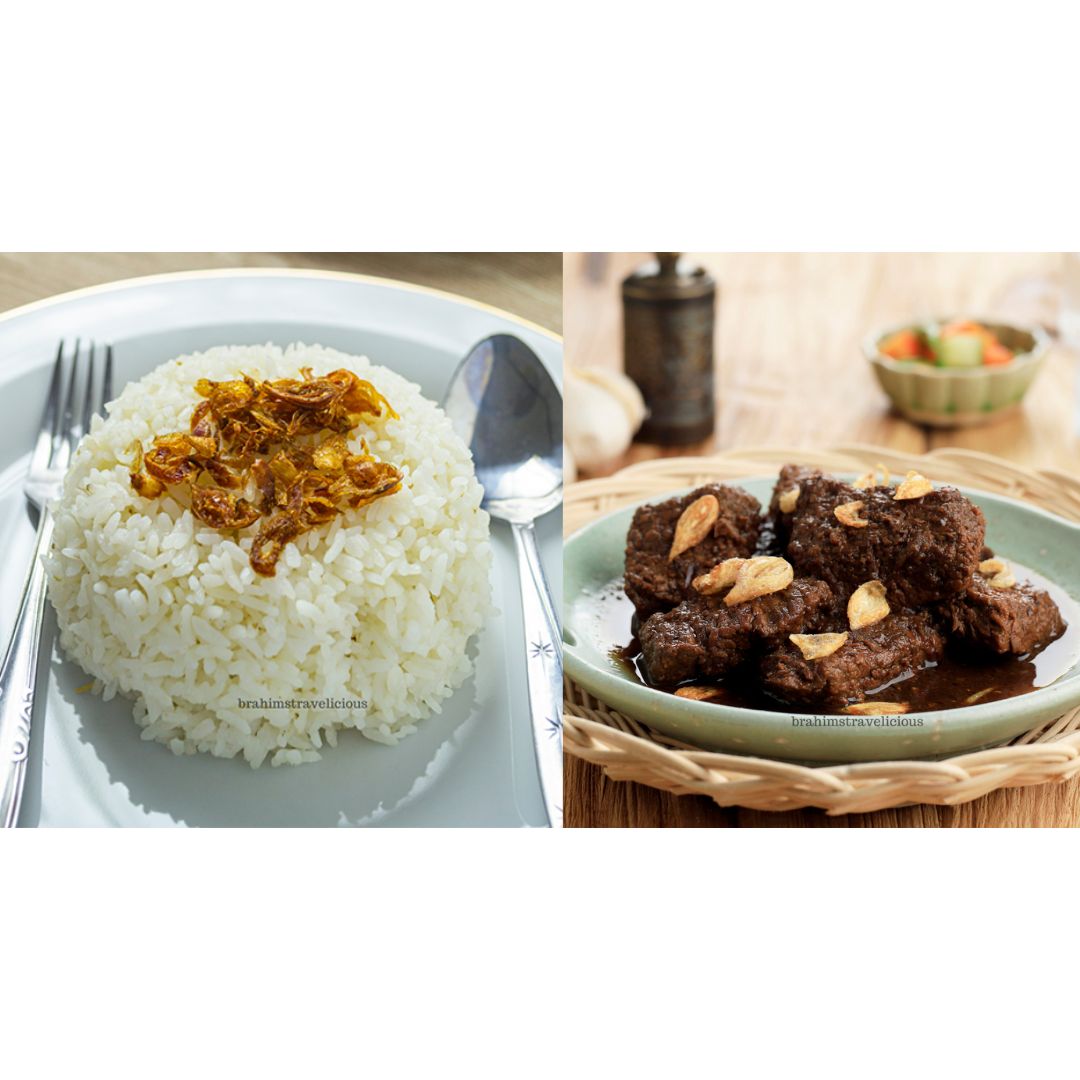 Nasi Putih & Daging Masak Hitam