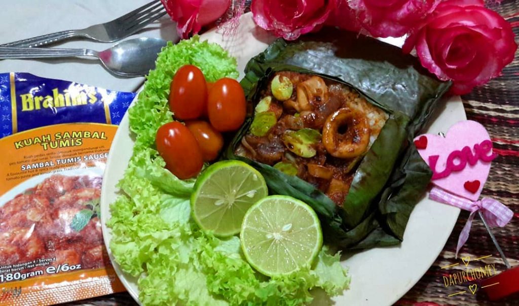 Nasi Bakar dengan Sambal Sotong Petai2@dapurchomey