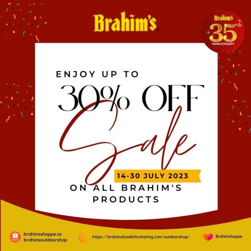 Enjoy up to 30% off on all Brahim's products