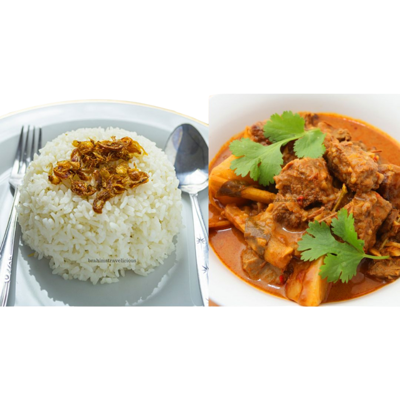 Nasi Putih & Kari Daging dan Kentang