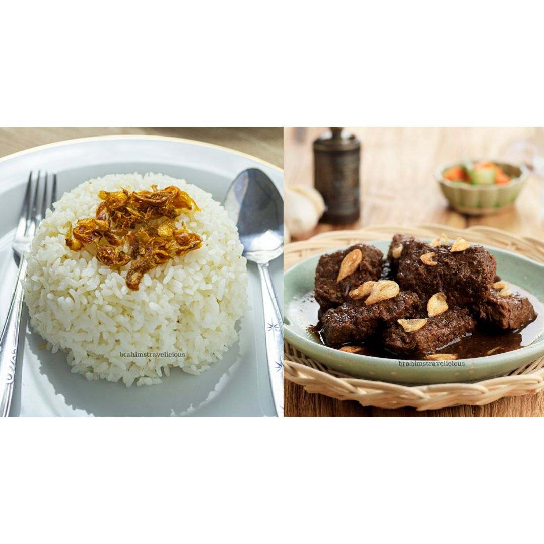 Nasi Putih & Daging Masak Hitam