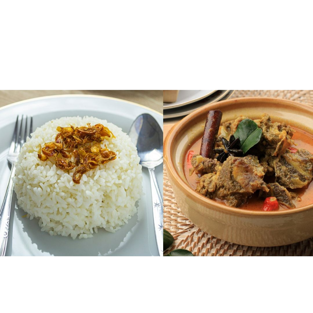 Nasi Putih & Daging Gulai Kawah